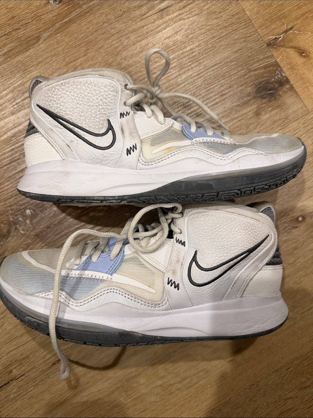 Nike White, Gray and Blue Court High-Top Sneakers Volleyball
